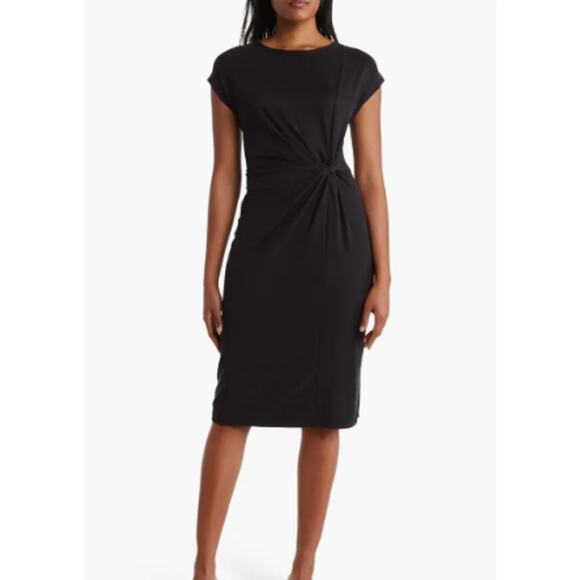 Nordstrom Dresses & Skirts - NORDSTROM RACK Side Knot Midi Dress Small Black Modal Blend Cap Sleeve NWT